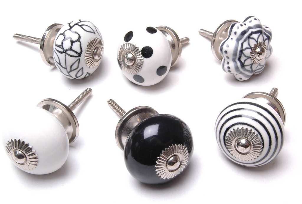 Zoya's 12 Mixed Black & White Cupboard Drawer Knobs Kitchen Knob Cabinet K-57