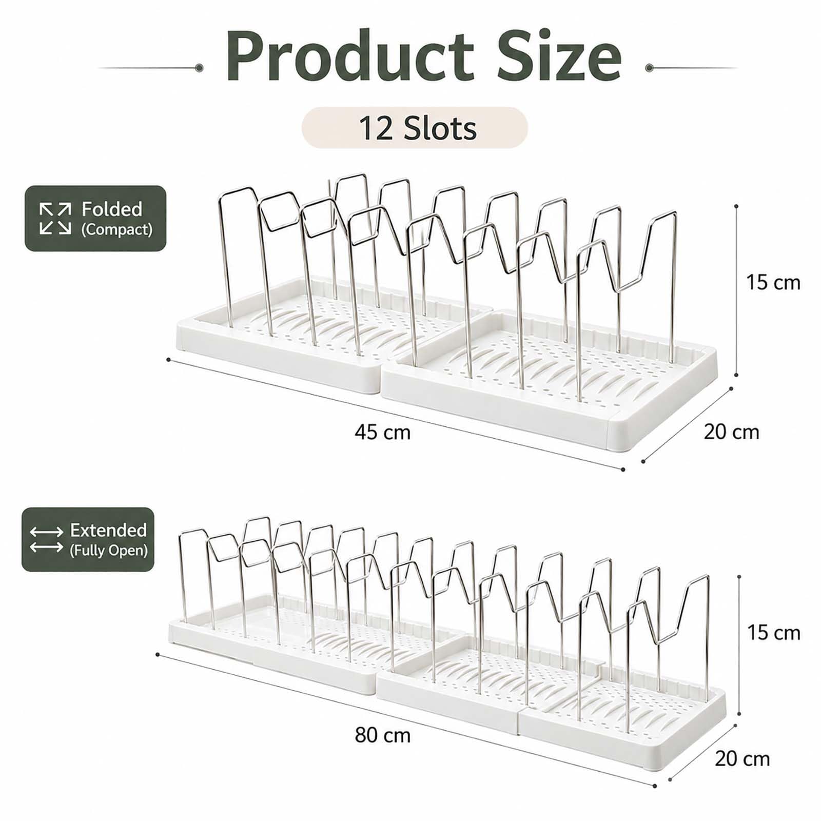 Organizer Coperchi Padelle Portapentole 45-80 cm 12 Scomparti