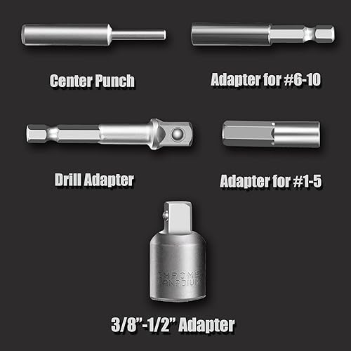 Miniatura 6 de REXBETI Juego de extractor de tornillos de 41 piezas y removedor de tornillos pelados, estuche con extractor de pernos de 16 piezas, brocas HSS de
