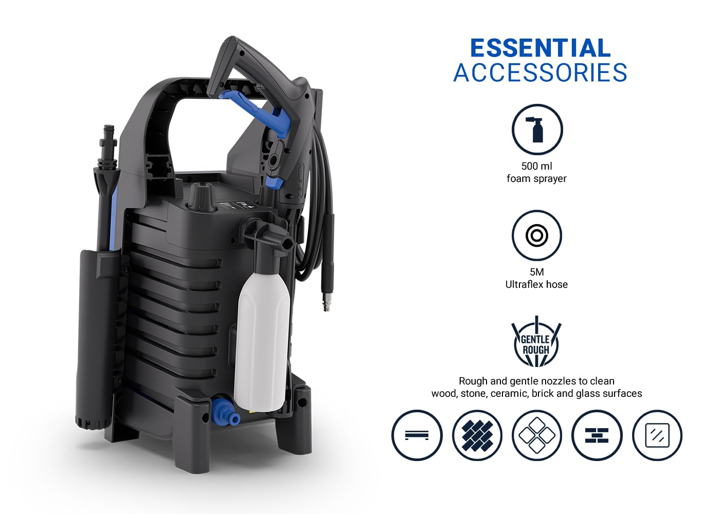 Nilfisk Classic 110 Bares - Hidrolimpiadora de Alta Presión Fácil de Usar - Limpiadora de Patios, Coches y Exteriores (1400 W)
