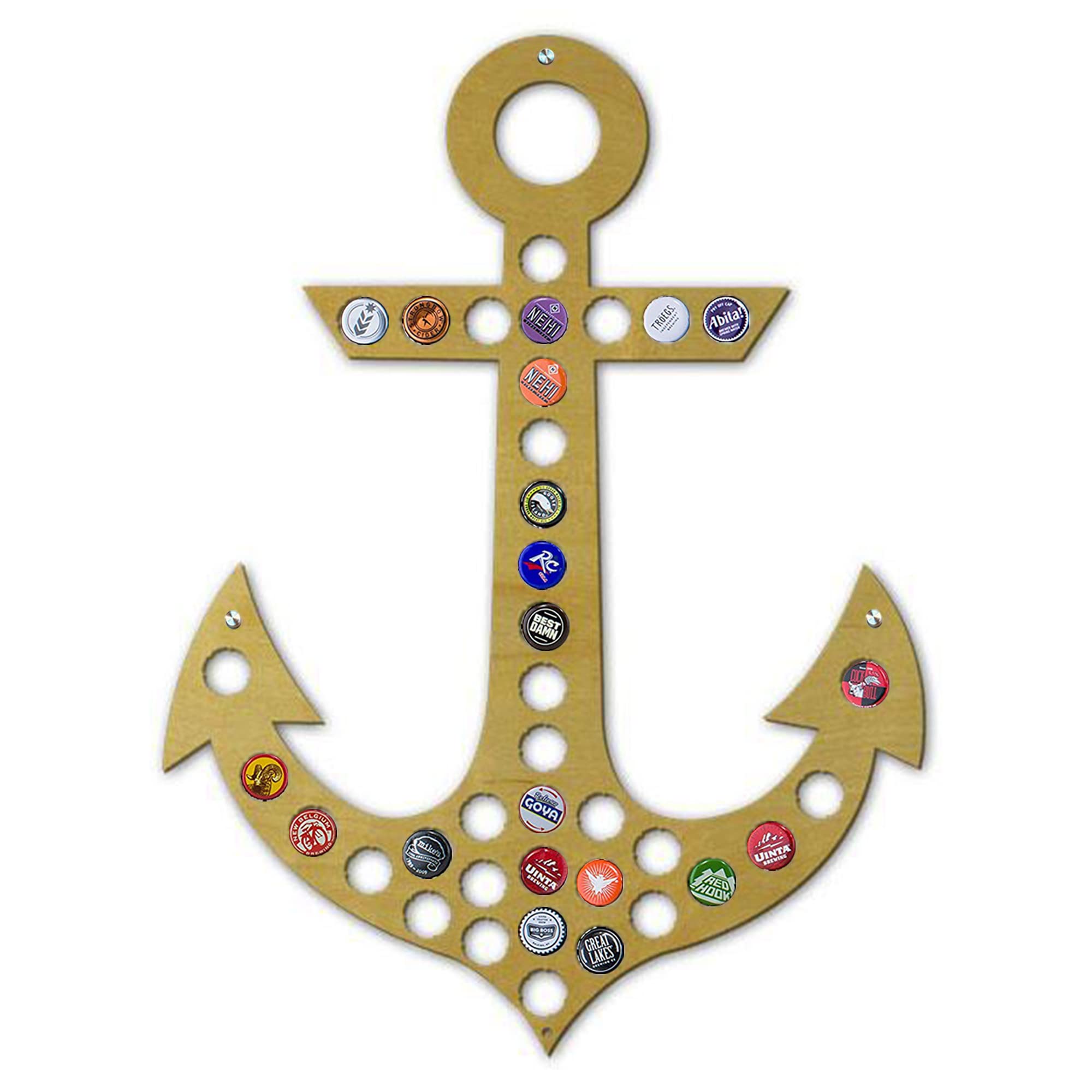 Torched Anchor Beer Cap Holder | Wall Mount Beer Cap Catcher | Beer Cap Decor Display Art | Holds 37 Caps | A Great Gift for Men, Beer Lovers, and Collectors