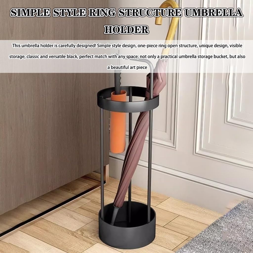 Modern Minimalist Umbrella Stand with Ring Design Coffee Shop Floor Standing Umbrella Holder with Hooks Creative Birthday Gift Basket