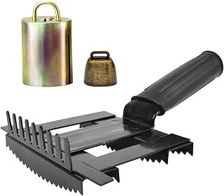Animal Grooming Kit – Includes Metal Horse/Cattle/Sheep Brush, 1 Large Bell & 2 Small Bells – Perfect for Grooming, Scratching Relief, and Herd Management