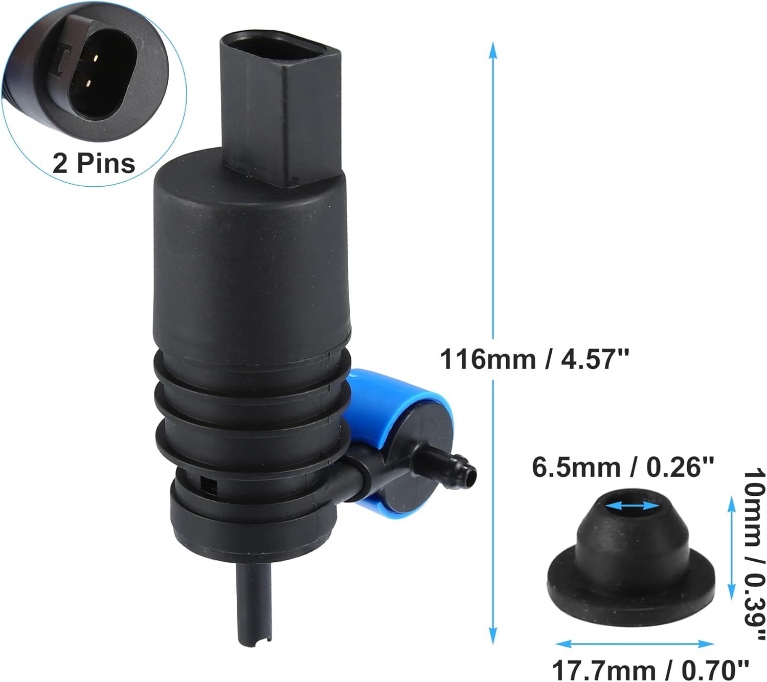 Car Windshield Washer Motor Pump Replacement for Audi A3 - Pack of 1 Black