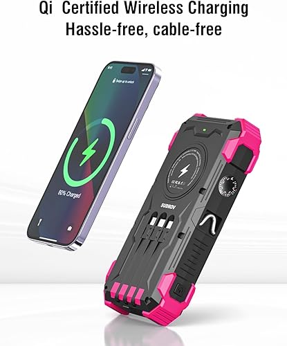 Miniatura 4 de Cargador solar, cargador portátil inalámbrico de 42800 mAh con entrada y salida USB-C, carga rápida QC3.0 de 15 W, 4 puertos, batería para