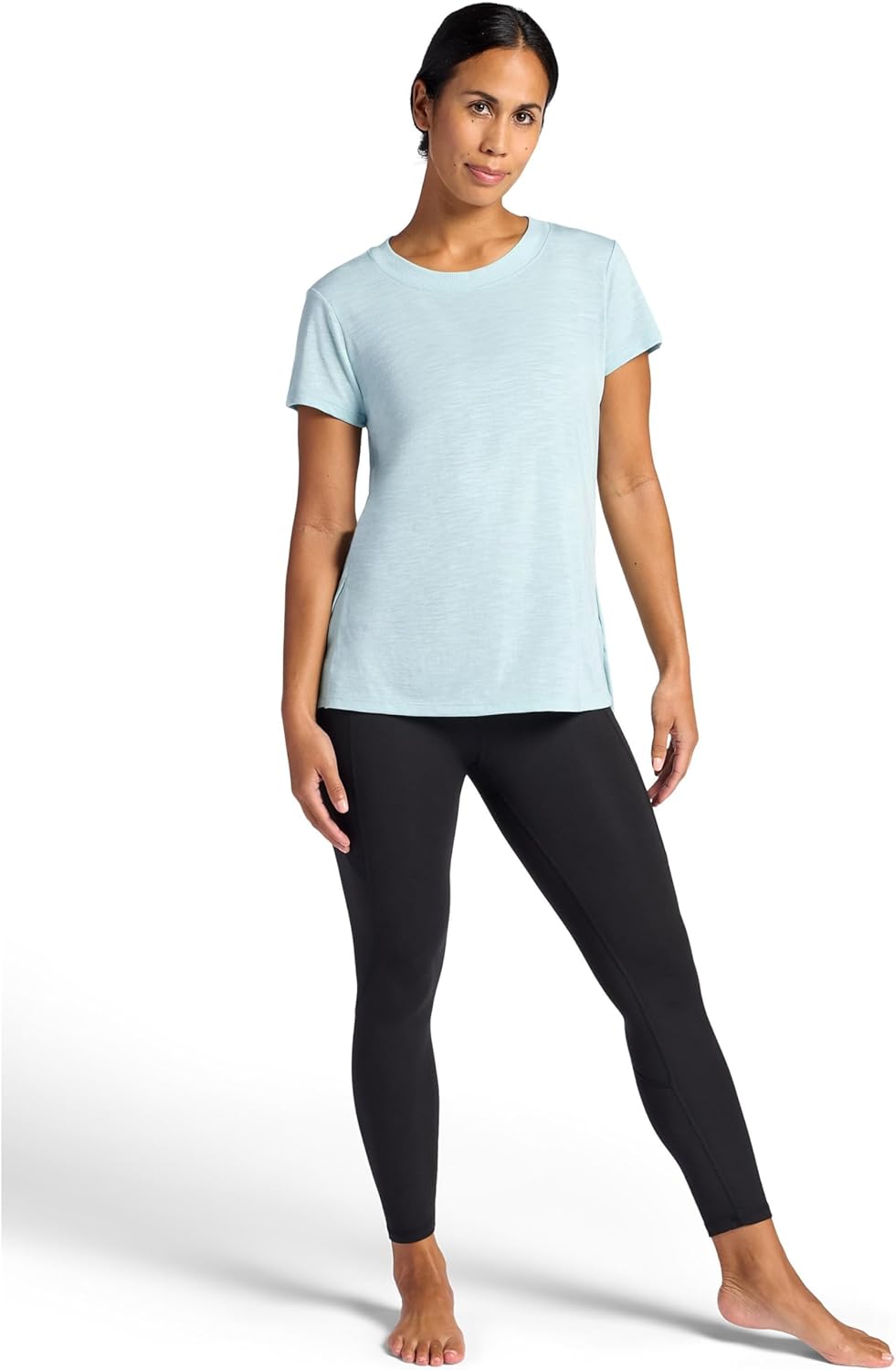 Gaiam Womens Restore Rib Mix T-Shirt, Relaxed Fit, Lightweight Heathered Material, High-Low Hem - Image 4