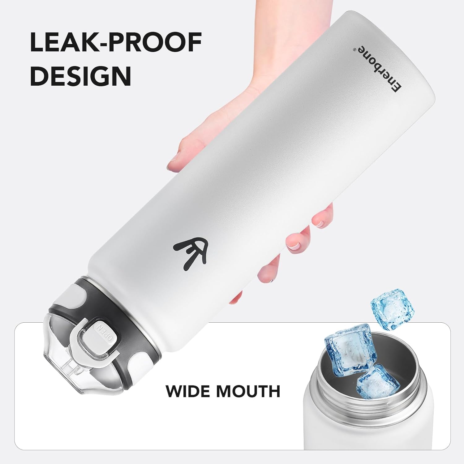 Enerbone 32 oz Insulated Water Bottle, Stainless Steel Bottle with Carrying Strap, Double-Wall Vacuum Insulation Design, Leakproof Sports Bottle with Straw, Keep Drinks Cold or Hot for Hours