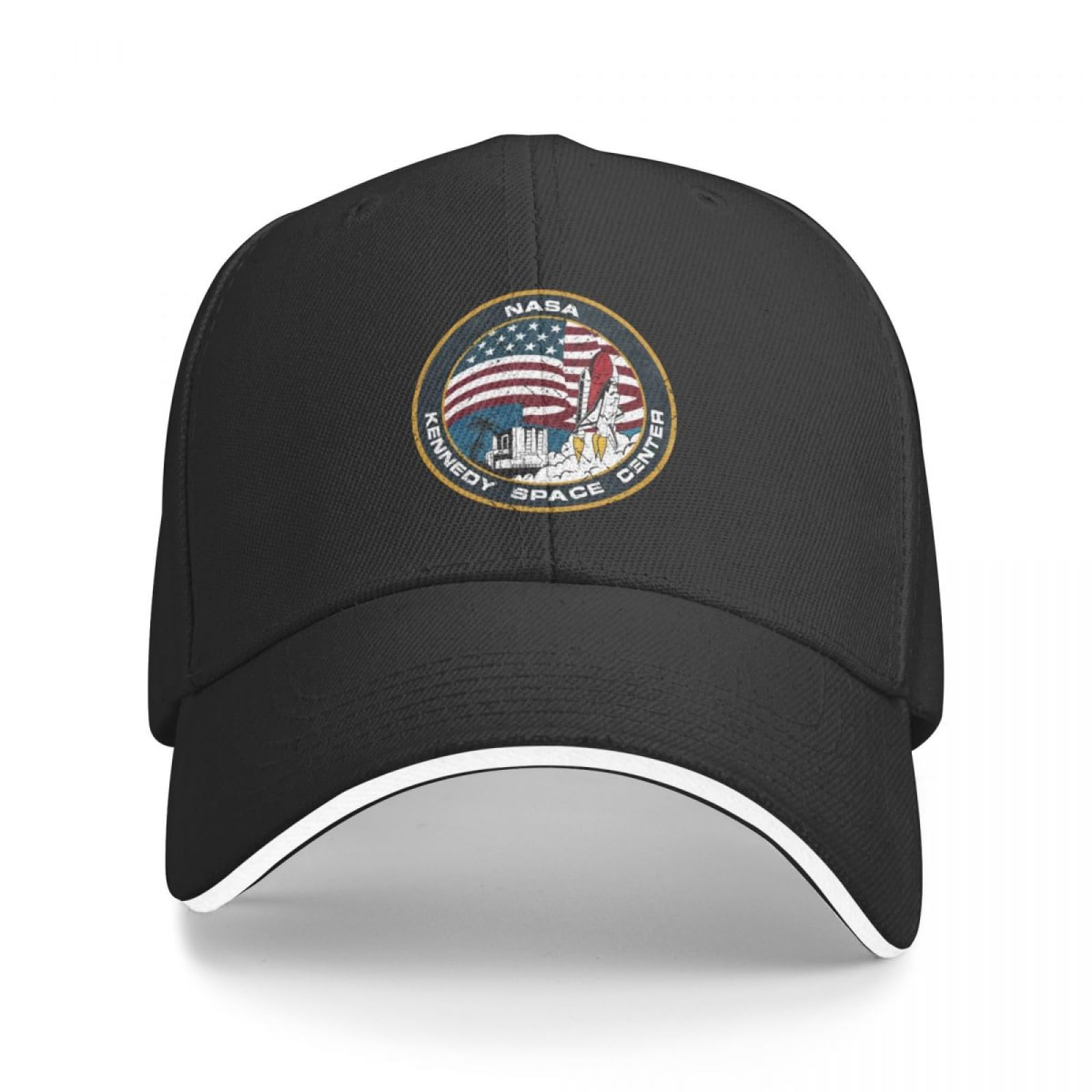 Cizieoe Unisex Black Baseball Cap Kennedy Space Center Vintage Emblem Fishing Cap