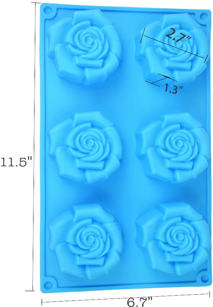 First Try Silicone Mold for Handmade Soap, Cake, Jelly, Pudding, Chocolate, Dessert etc.. (6 Cavity Rose Flower) 3