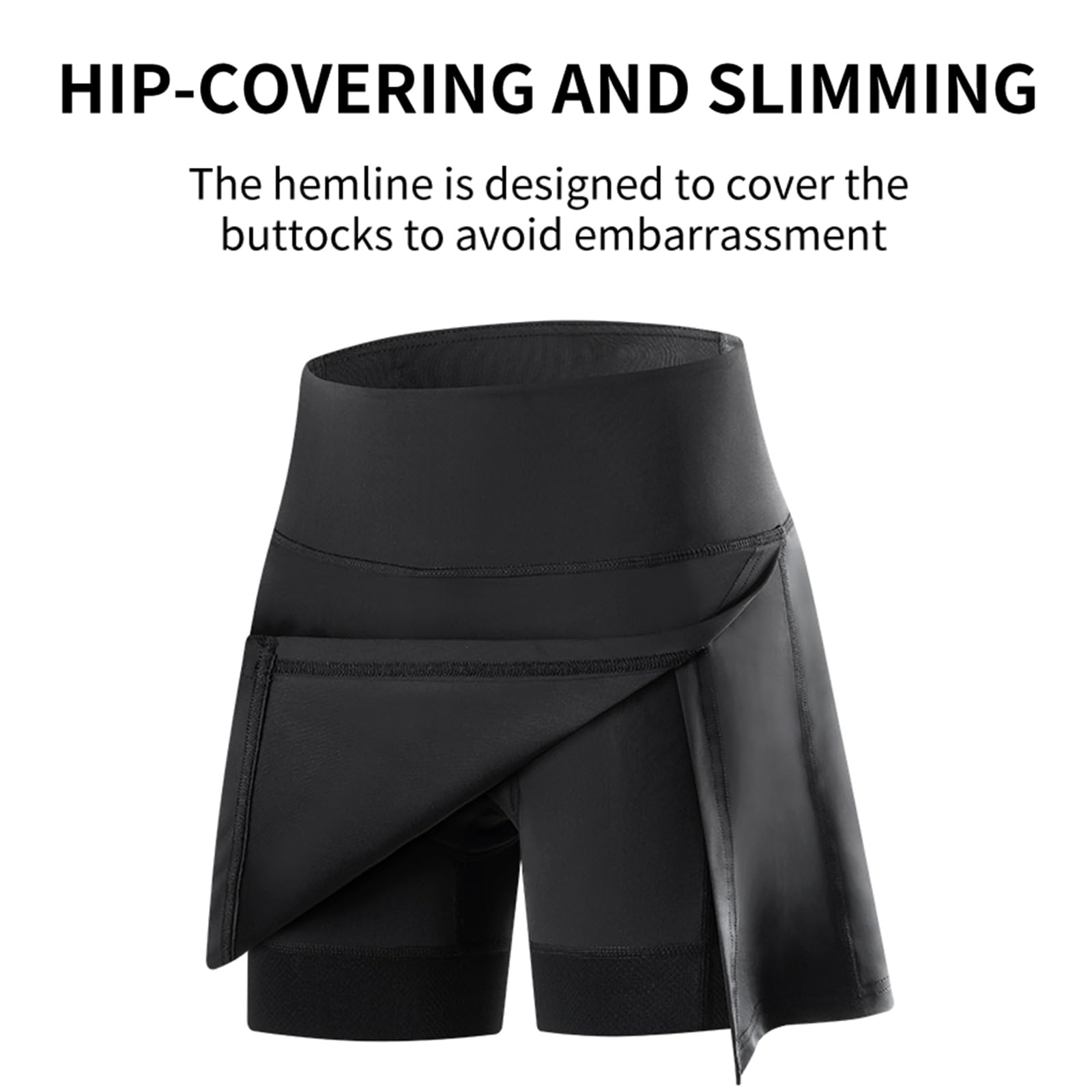 Jupe-Pantalon de Cyclisme rembourrée réfléchissante et à séchage Rapide pour Femme idéale pour l'été. Légère Respirante et ajustée Elle évacue la Transpiration et sèche Rapidement