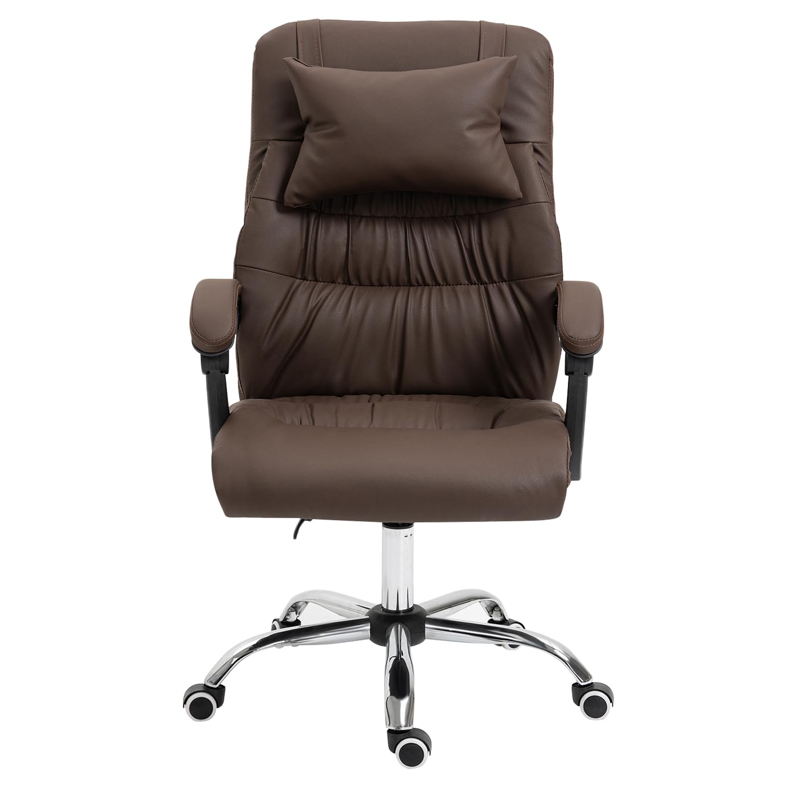 Panana Gaming Chair Swivel Gas Lift Seat Height Adjust Padded Armrest Desk Chair for Home (Brown)