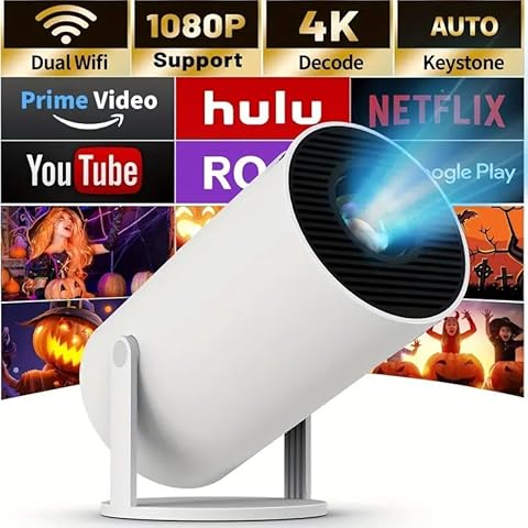 HY300 Pro Mini Portable Projector, 4K/260 ANSI Smart Projector With WiFi 6 BT 5.0, Screen Adjustment, 180 Degree Rotation, Home Video Projector Cover