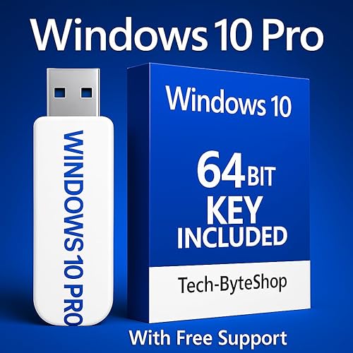 Tech-byteshop USB with Key Compatible with Windows 10 Professional 64 Bit. Key Code and USB Install Included. Recover, Repair and Restore. Fix PC, Laptop and Desktop. Free 24/7 Technical Support.