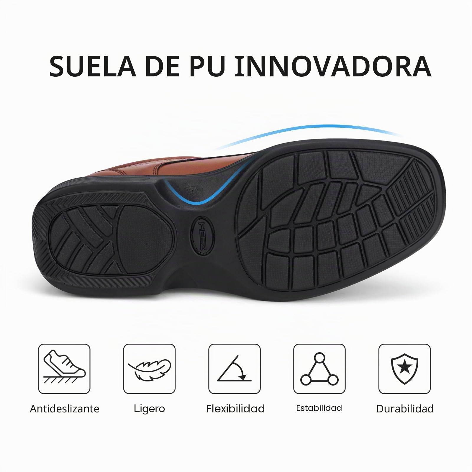 HEEZ Zapatillas Vestir Hombre Zapatos Oxfords Derby Cordones Clásico Zapatos de Traje Punta Cuadrada Cómodos Formales Boda Zapatillas Piel Negocios Negro Marrón EU 40-46