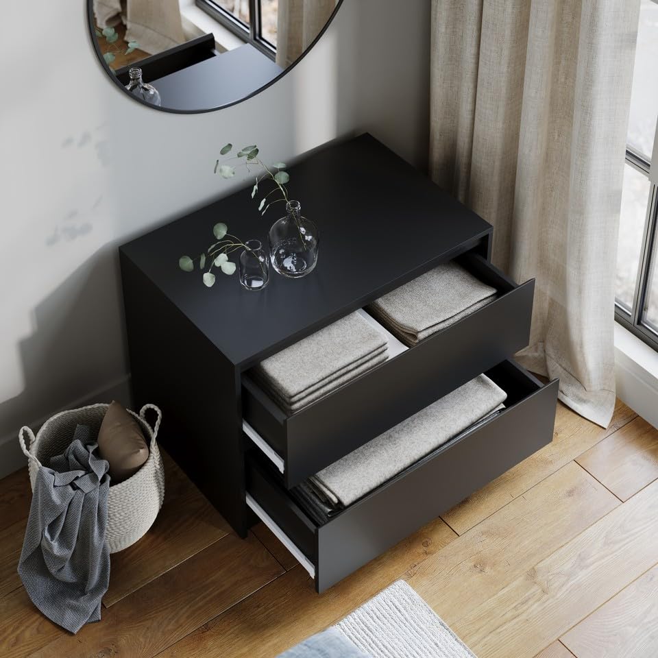 URBNLIVING 2 Drawer Chest Cabinet with Adjustable Feet, Modern Engineered Wood Dresser Unit with Smooth Glide Drawers - Image 5