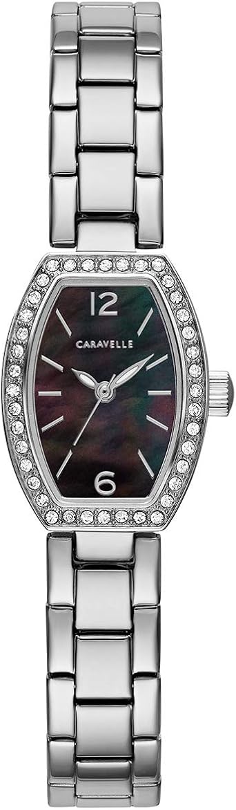 Caravelle by Bulova Ladies Dress Mini Quartz Watch, Crystals, Mother-of-Pearl, 18x24mm