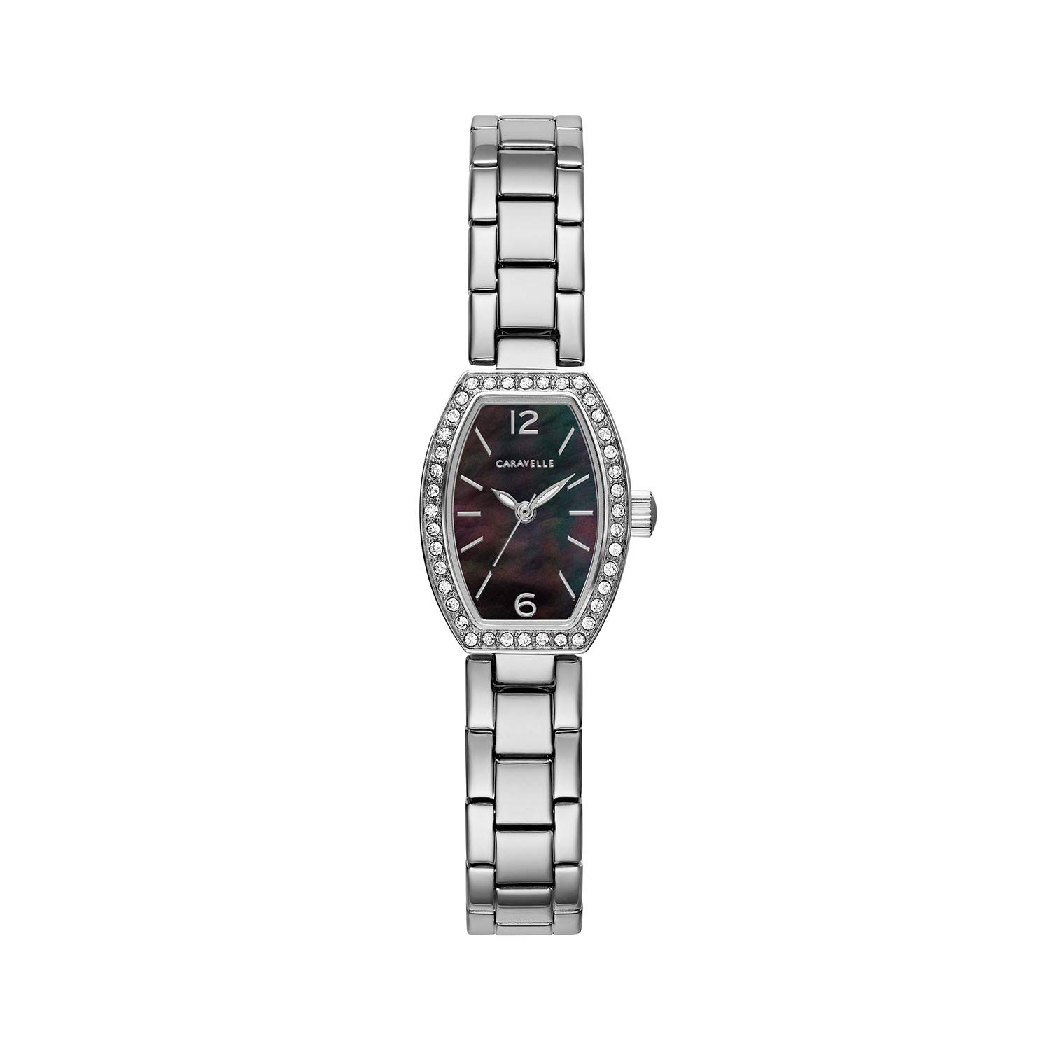 Caravelle by Bulova Ladies' Dress Mini Quartz Watch, Crystals, Mother-of-Pearl, 18x24mm