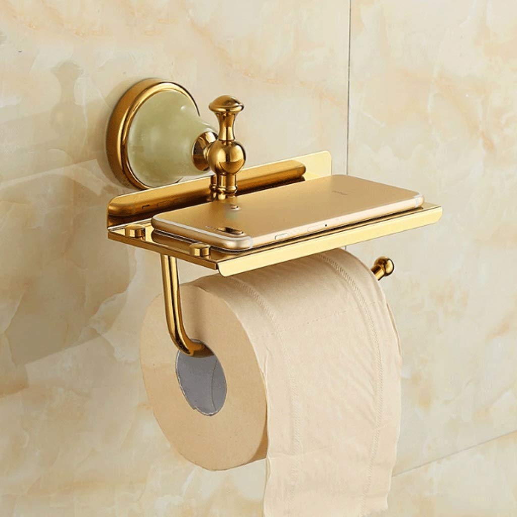 XYNSNDB Uchwyt na papier toaletowy z drobnego mosiądzu Uchwyt na rolkę Uchwyt na chusteczki Solidny mosiężny uchwyt na papier wysokiej jakości produkt łazienkowy, złoty