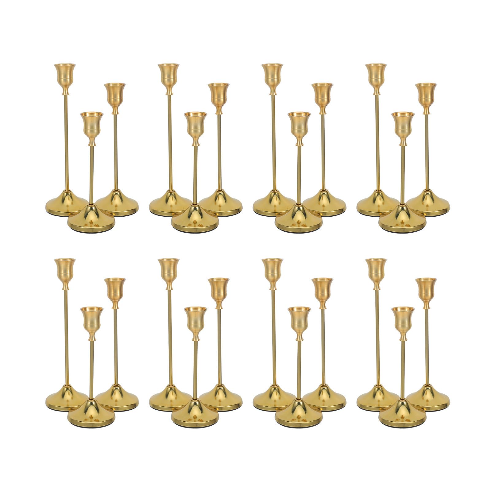 Operitacx 30 Stück Kerzenhalter Sicherer Kerzensitz Satz aus Aluminiumlegierung Vintage Retro in Gold 22,5x7cm und Ausgewogene Anordnung für Wohnkultur und Schlafzimmerdekoration