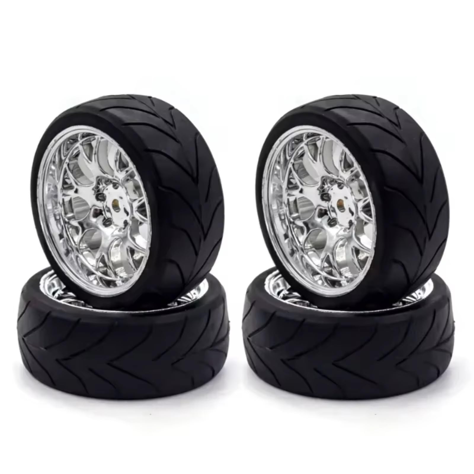 Juego NeumáTicos Ruedas RC para Redcat para HPI para Tamiya para Exceed RC Touring Car para HSP 144001 94123 94122 4 Piezas 66 Mm 1/10 Neumáticos Carretera Llantas Ruedas para Cubo Hexagonal 12 Mm