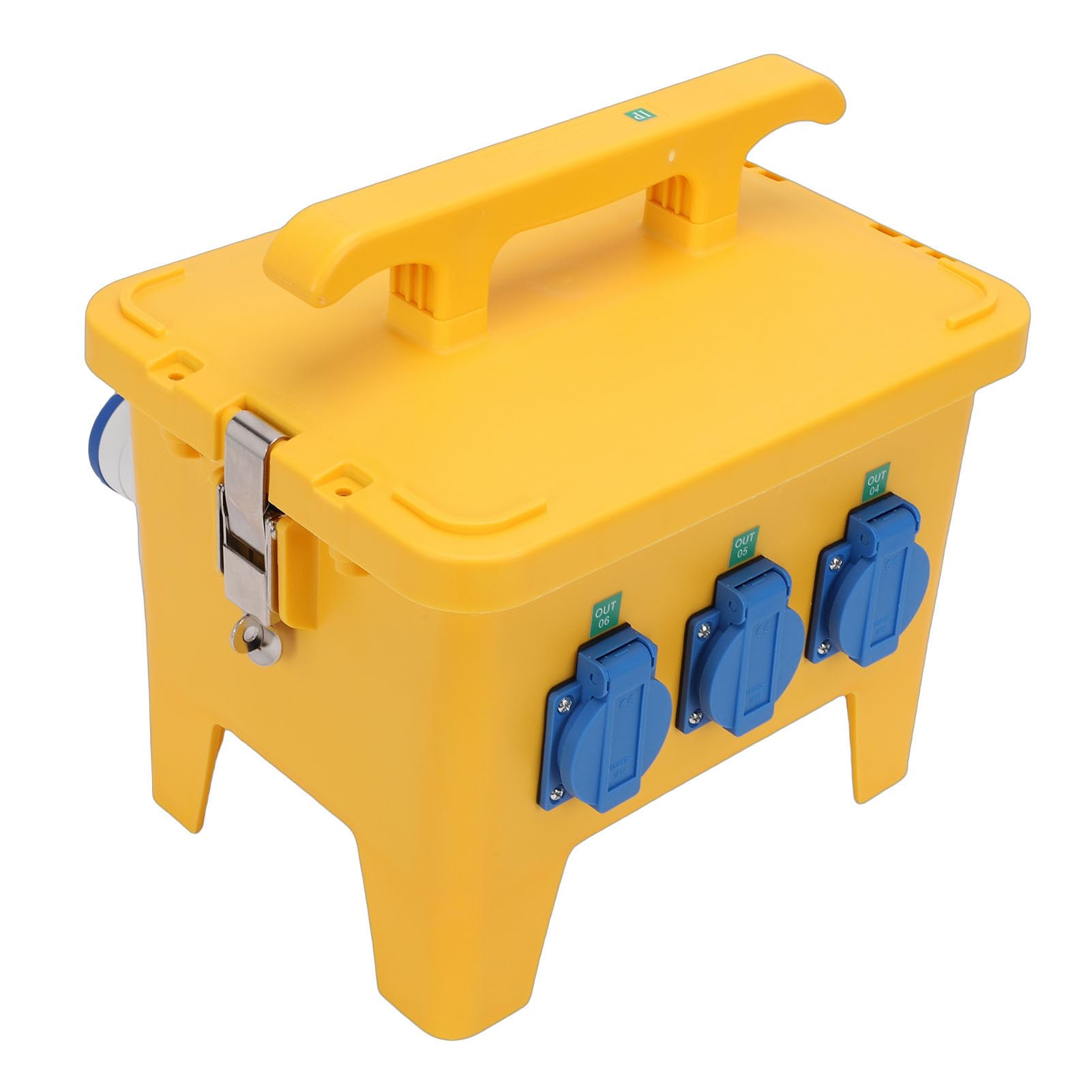 Caja de Distribución de Energía Resistente a la Intemperie con 3 Salidas CEE para Uso en Exteriores, Enchufes de 3 Clavijas, Portátil, 11,8x9,1x11, Pulgadas