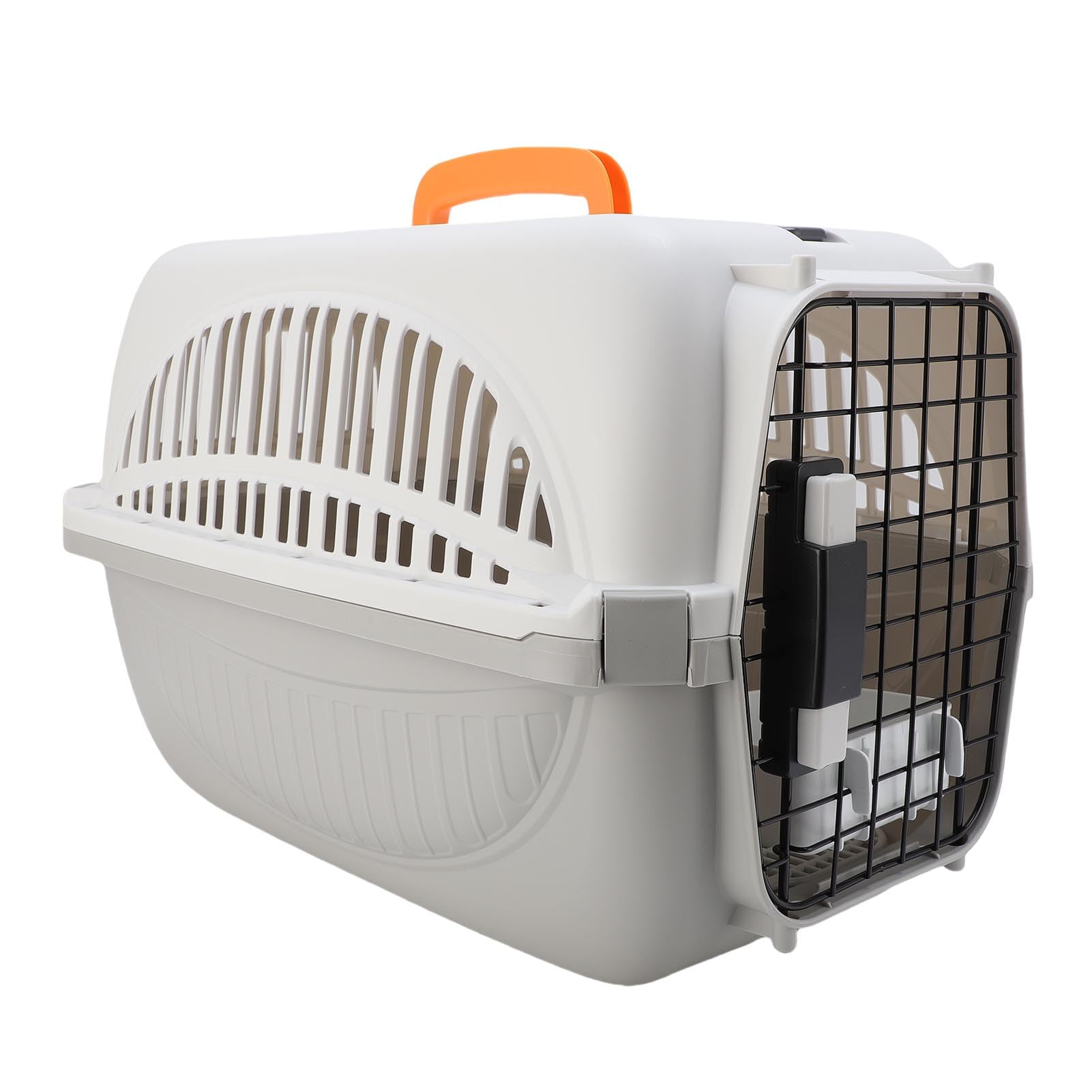 Transportín para Mascotas de Plástico Fácil de Montar Transportín para Perros de Viaje Cómodo y Seguro para Aventuras Al Aire Libre 48x32x32cm (Gray)