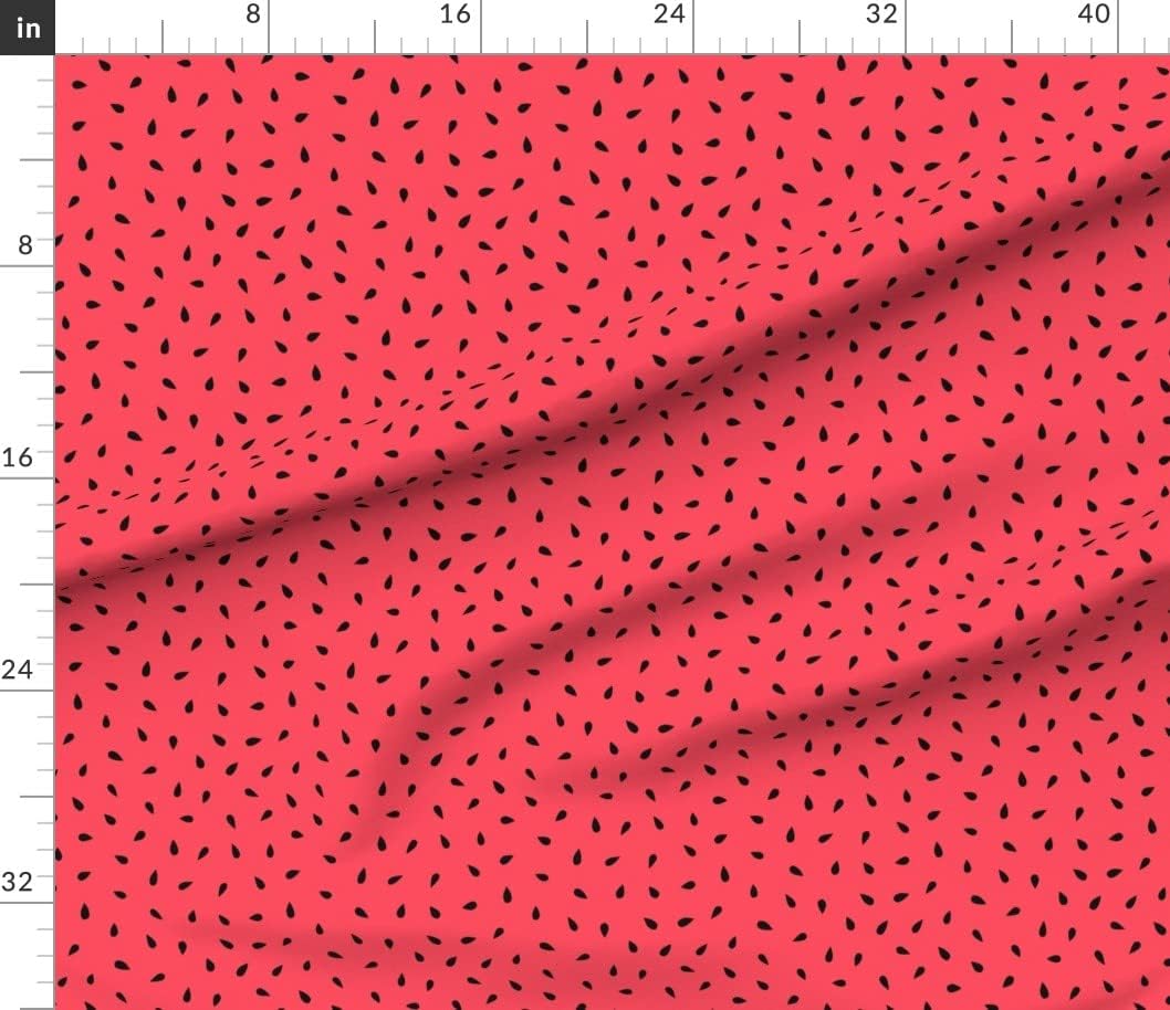 Spoonflower Fabric - Red Fruit Dots Rose Seeds Summer Watermelon Large Printed on Petal Signature Cotton Fabric by The Yard - Sewing Quilting Apparel Crafts Decor