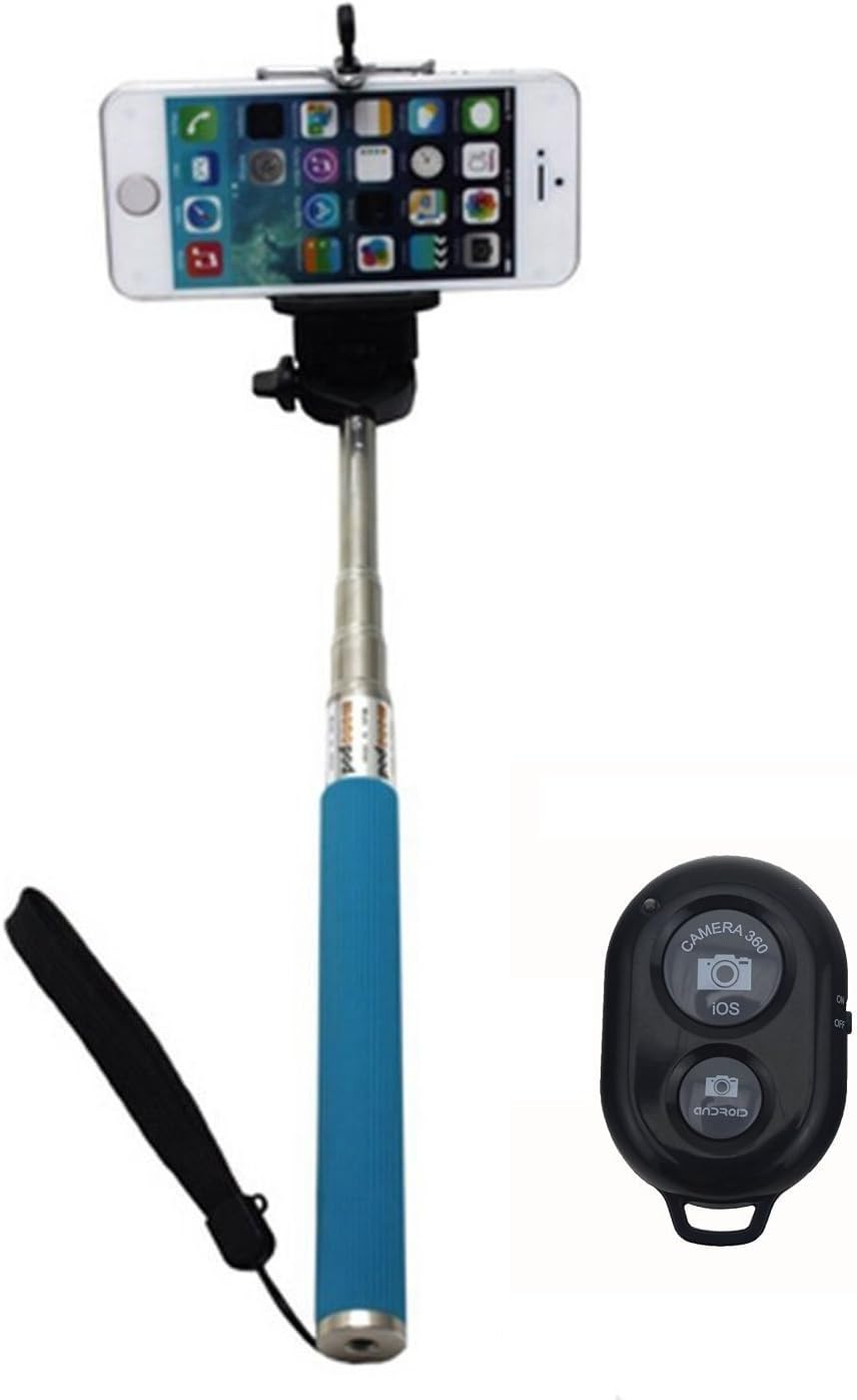 Wopad 711091672921 Extendable Selfie Handheld Stick Monopod with Adjustable Phone Holder (Blue)