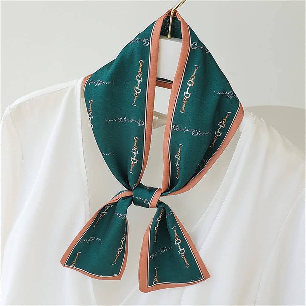 Bufanda de Mujer Bufanda Cuadrada Estampado de Corbata de Pelo Pañuelo de Seda Satinada Pañuelo de Cabeza para Mujer Bufanda de Seda de Tira Larga pequeña (B 9 * 100CM)