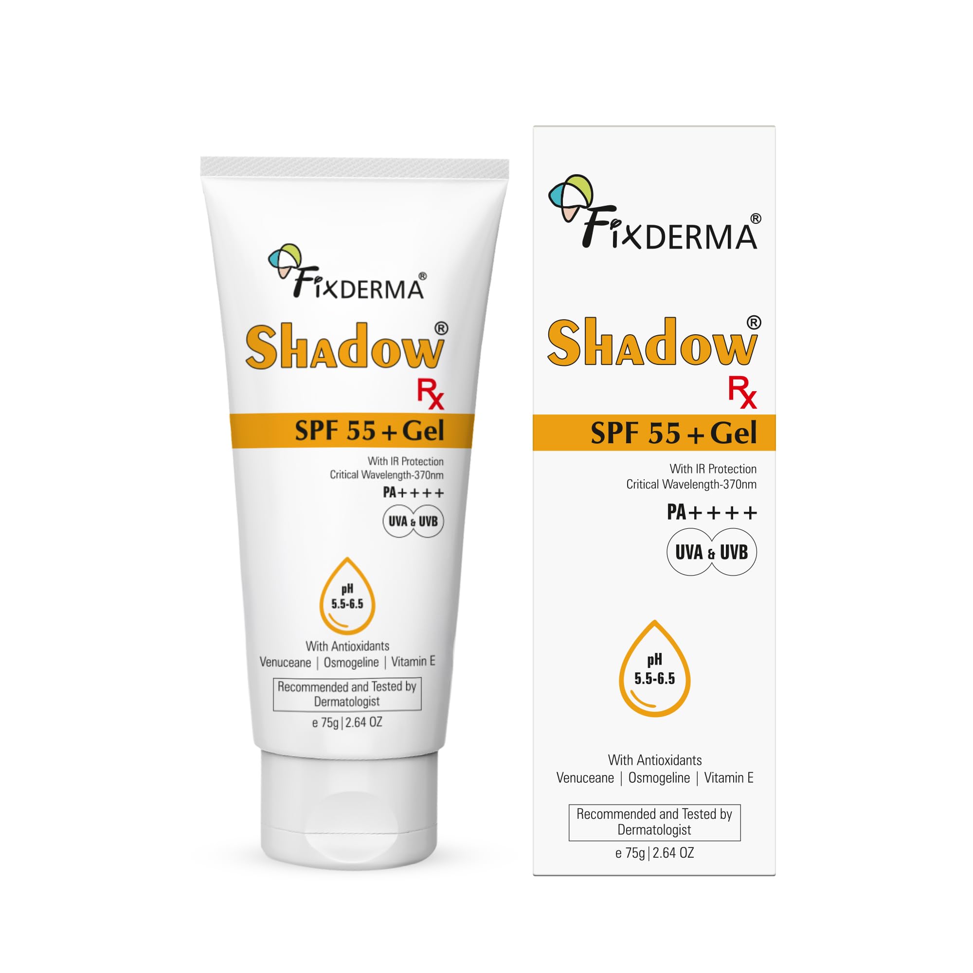 Fixderma Shadow RX Sunscreen SPF 55+ Gel PA+++ | Sunscreen for Oily Skin | Minimum Sunscreen SPF 50 | Sunscreen for Body & Face | Hybrid Sunscreen with UVA, UVB, IR Protection and Vitamin E - 75gm-image-4