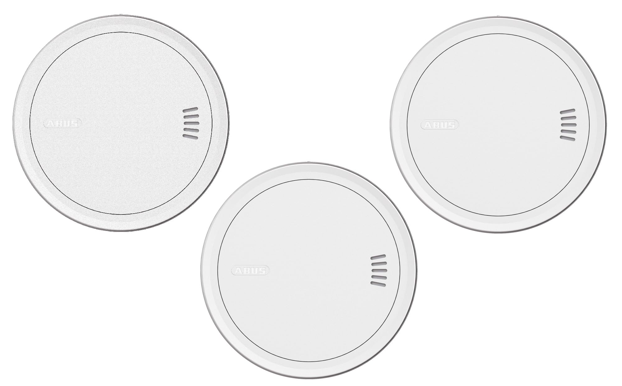 ABUS Rauchmelder Prefira Slim, 3er Set - Q-Label zertifizierter, extra Flacher Melder mit 10-Jahres-Batterie, Fehlalarmreduzierung, 2-LED-Raucherkennung - Klebemontage und Magnethalterung