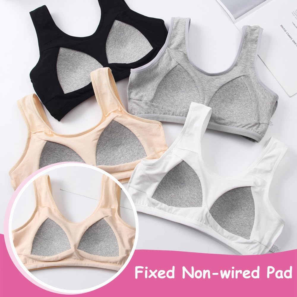 Girls Sports Bra Cotton Training Underwears Teenage Wirefree Bralette Kids U Shape Back Crop Tops Vest for 10-16 Years - Image 3