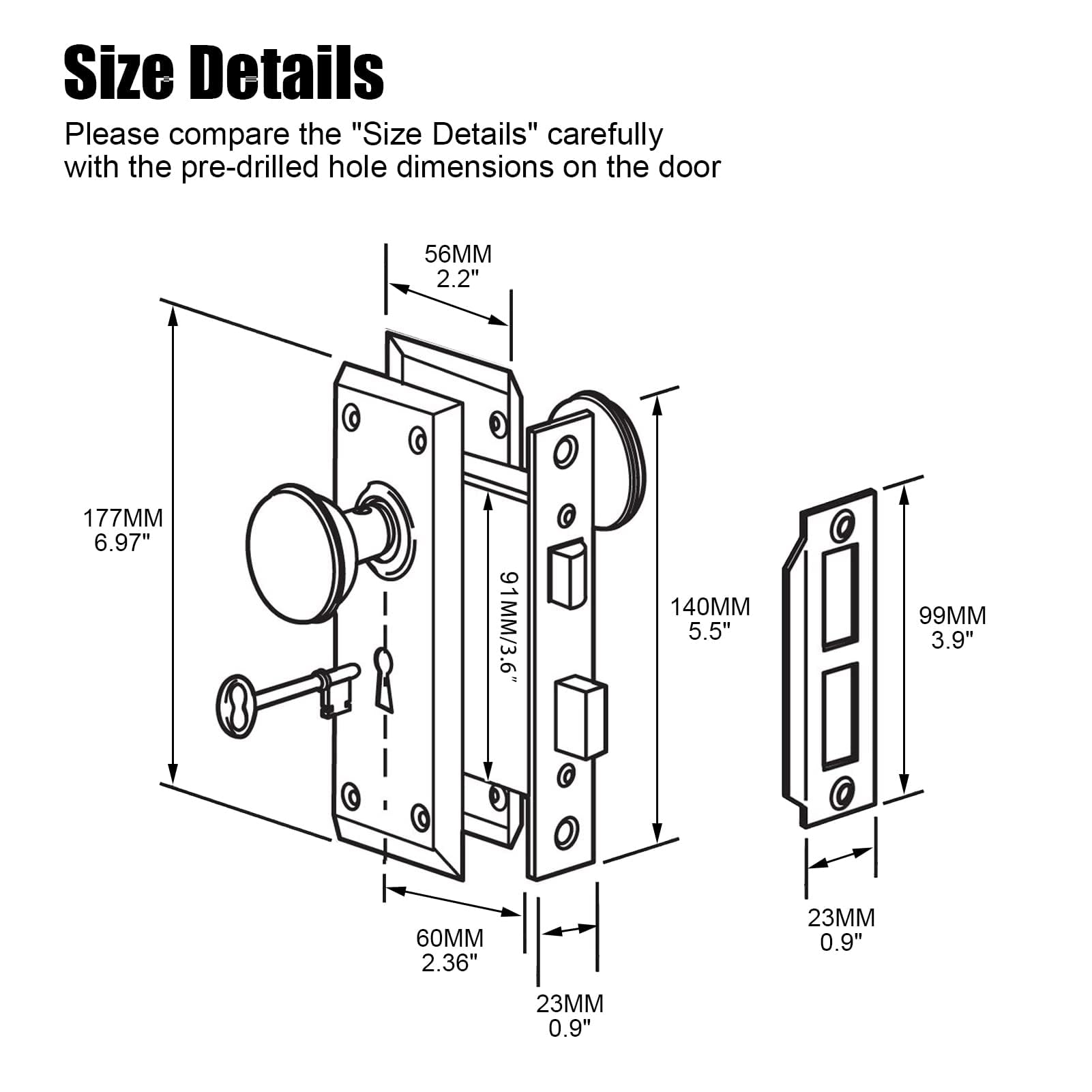 Crystal Glass Door Knobs - Mortise Lock Set -6