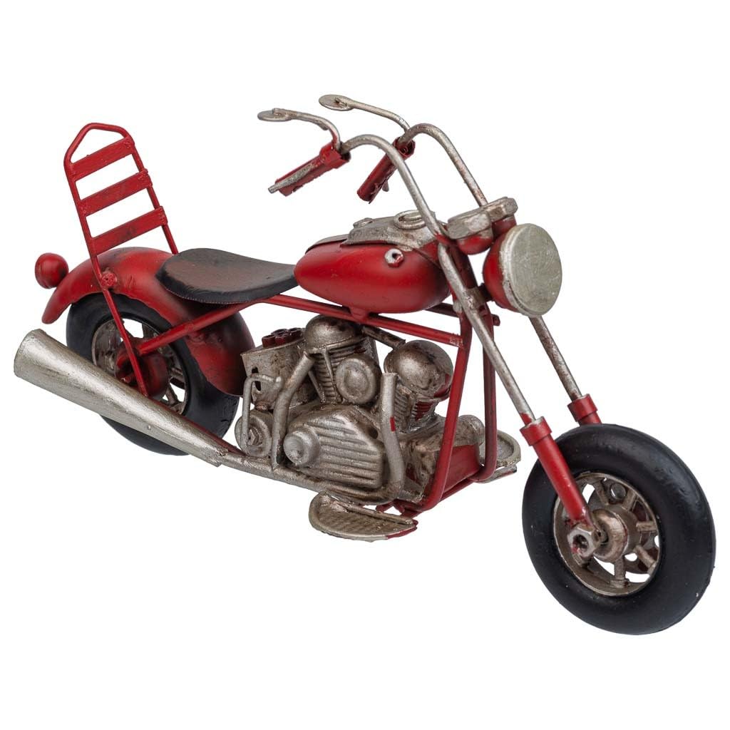 Moto métal rouge miniature collection objet décoration vintage étagère