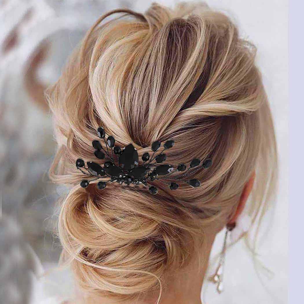 CLOACE Rhinestone Hair Comb Black Wedding Hair Piece Bride Crystal Side Combs Vintage Bridal Headpiece Bridesmaids Rhinestone Hair Accessories for Women and Girls - Image 2