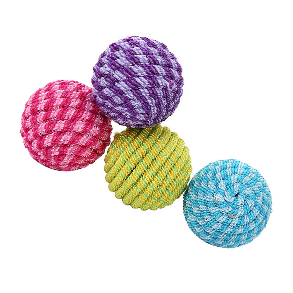 4pcs Elastic Cat Playing Balls Kitten Training Interactive Rope Ball Toys (Random Color)- Cat Toys