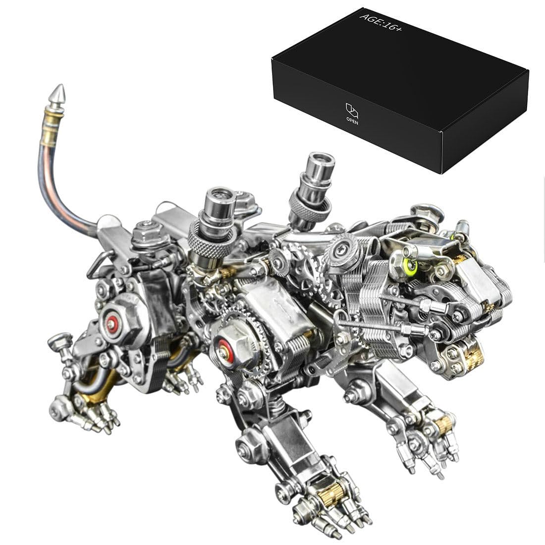 NULA 3D Metal Puzzles for Adults, 650 Pieces Smilodon Tiger Steampunk Mechanical Building Model DIY Assembly Jigsaw Craft Model Kits Christmas Halloween Home Decorations Gifts