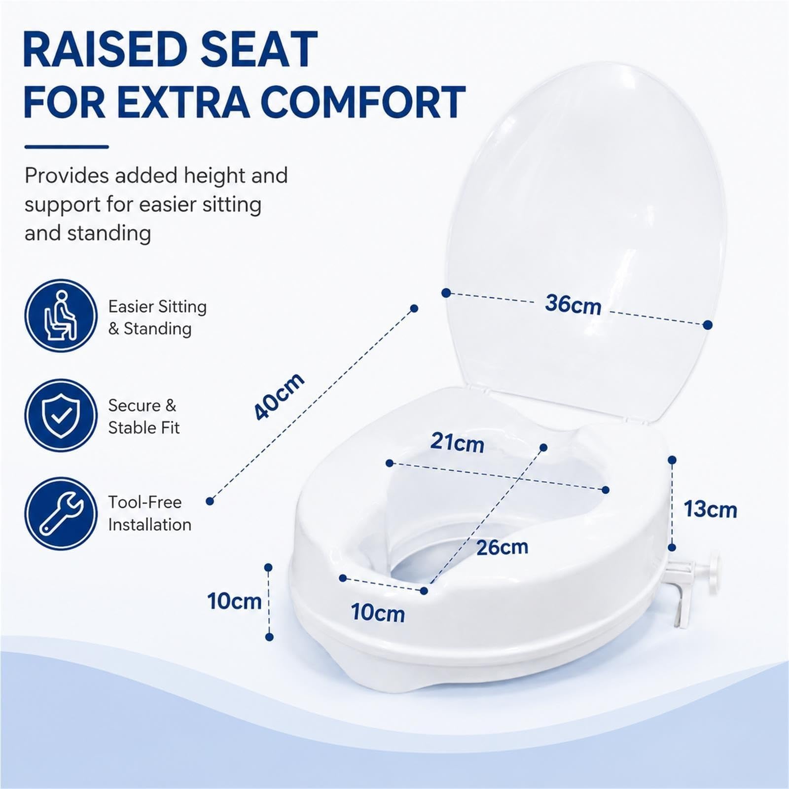 Raised Toilet Seat with Lock, Portable Toilet Seat Riser