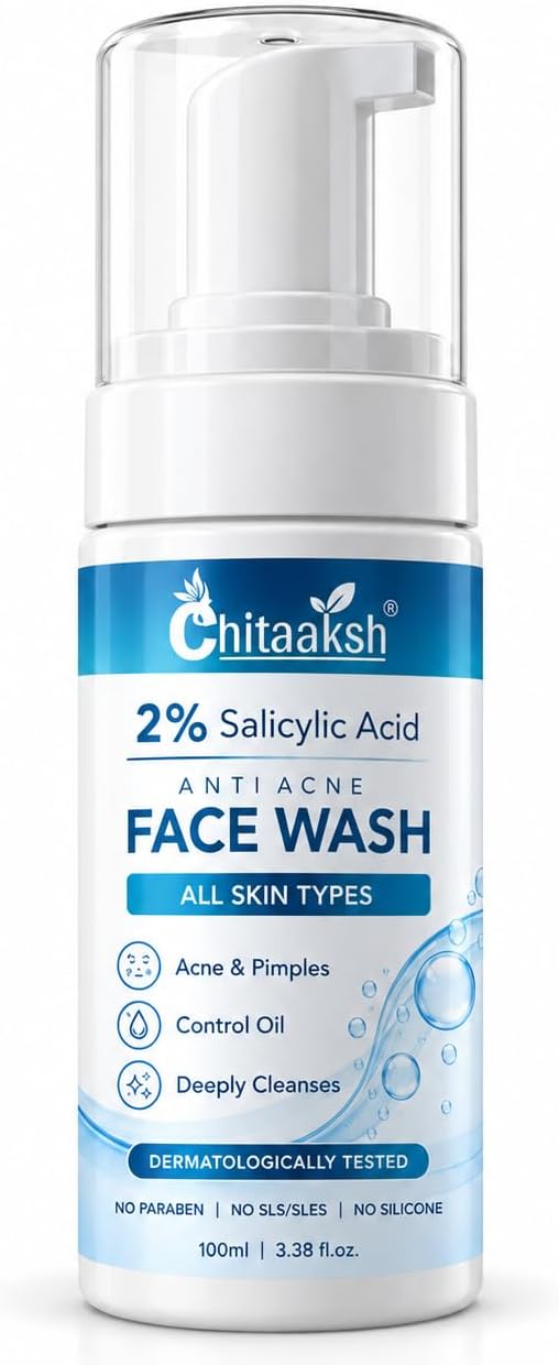 Salicylic Acid Foaming Daily Face Wash with Zinc PCA & PHA for Active Acne & Clogged Pores - 100 ml Reduces Acne | Unclogs Pores