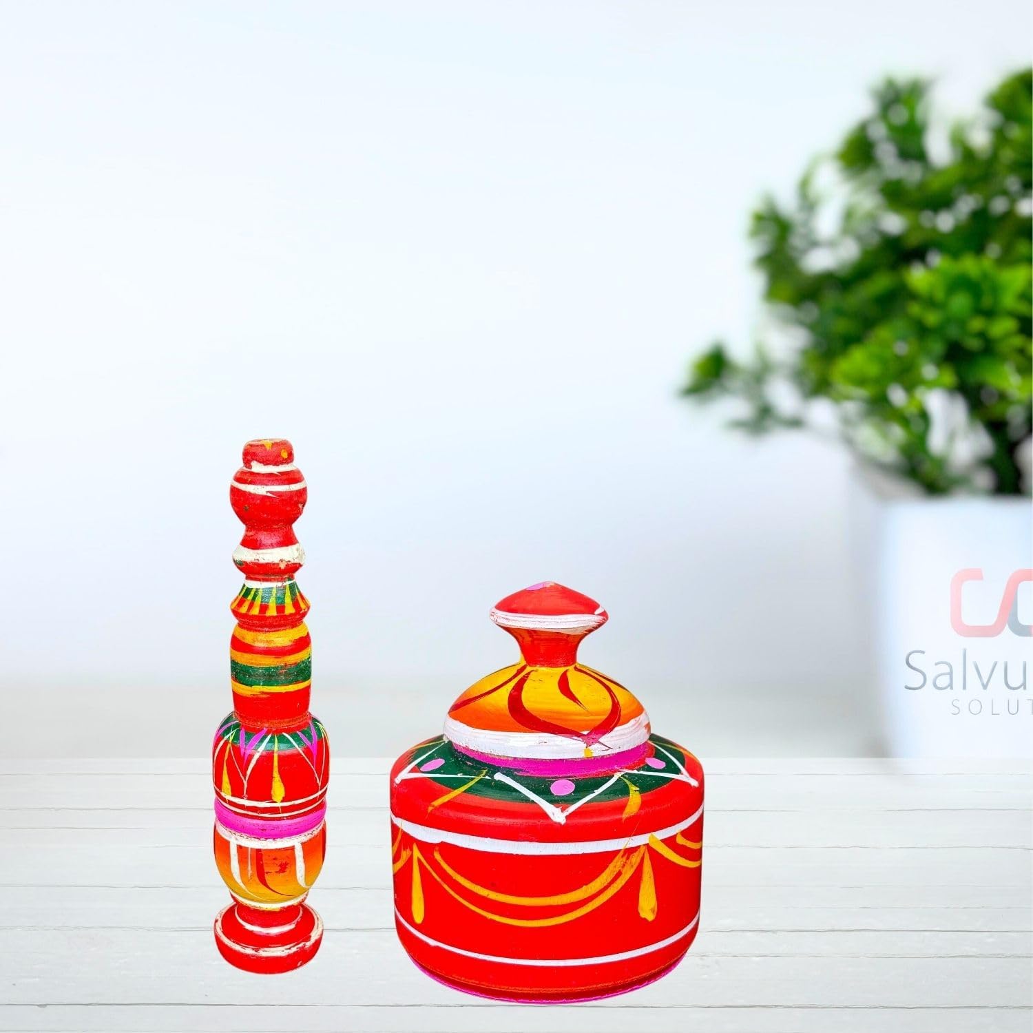 Salvus APP SOLUTIONS Wooden Sindur Box/Sindoor dibbi (Multicolour)