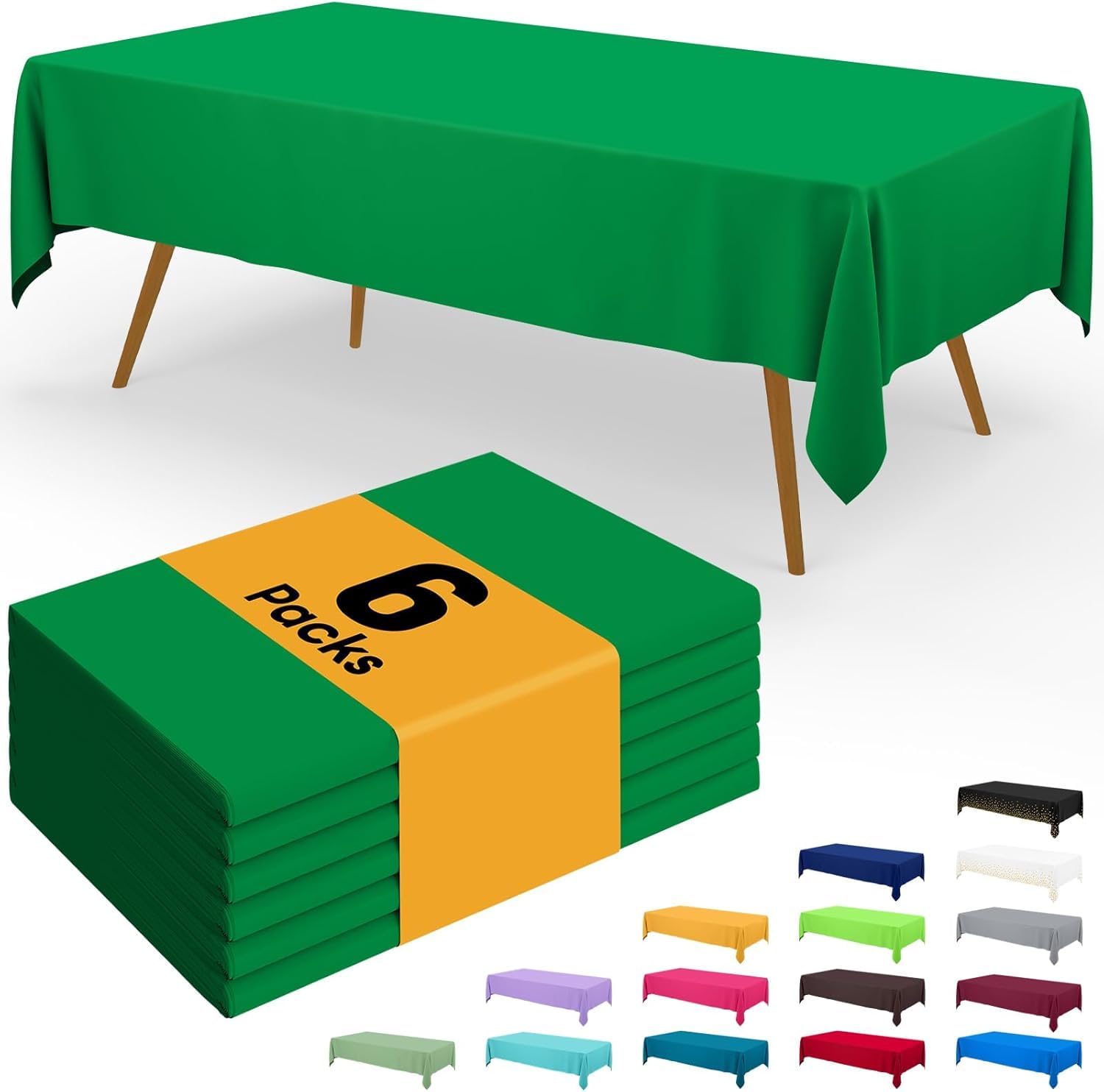 Homaxy Disposable Table Cloth - 6 Pack, 137 x274 cm, Green
