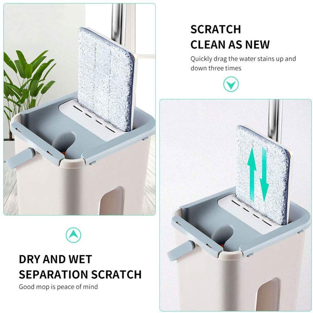 Fregona giratoria, Cubo de fregona Plana Microfibra con rotación 360°, Fregona l