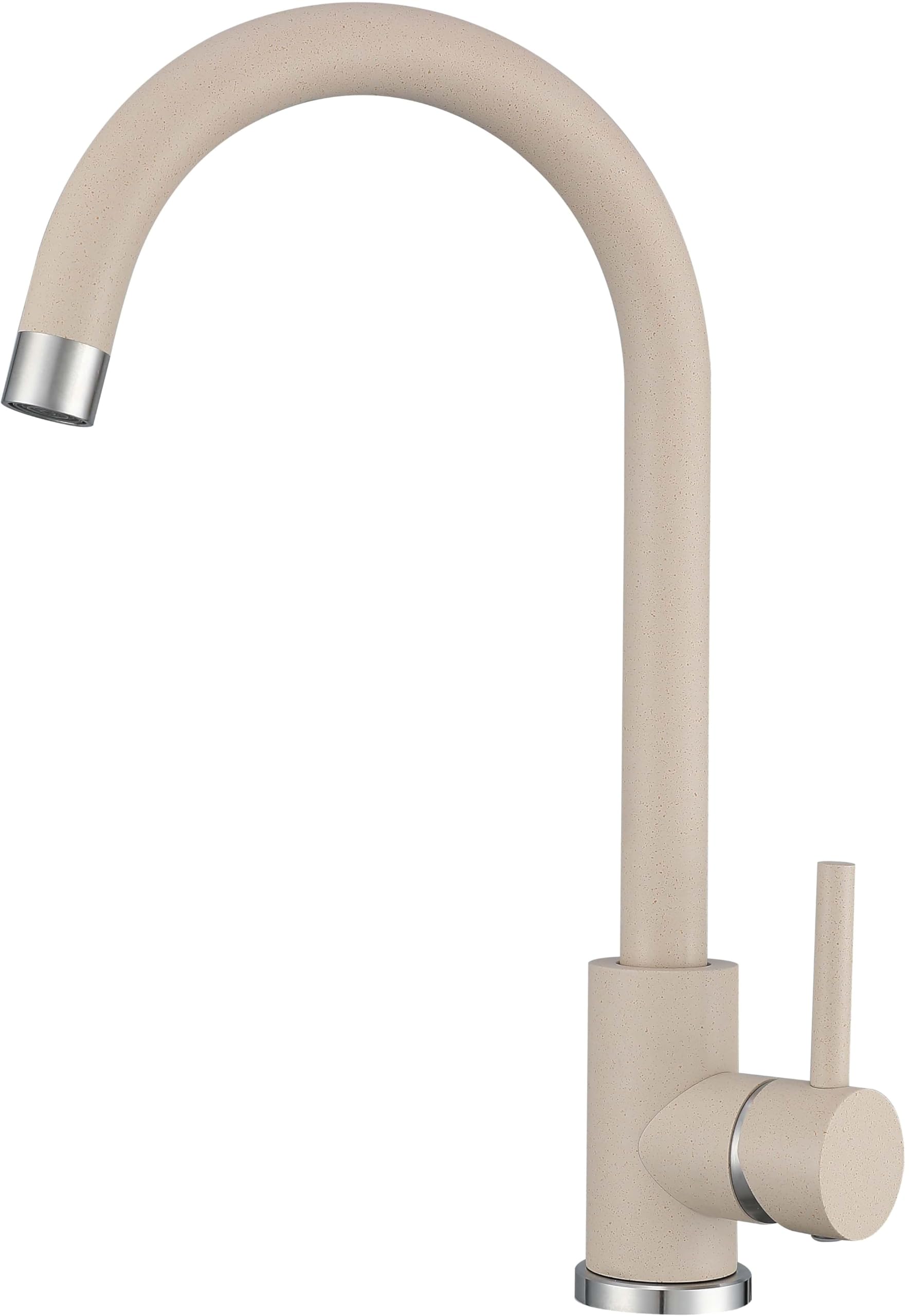 Rubinetto da Cucina CORE 35, Beige, Miscelatore 360°, Miscelatore da Cucina in Acciaio Inox per Lavello, Altezza: 35 cm, Parte Della Testa: Ceramica, Design Moderno