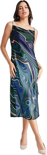 FableStreet Satin Cowl Neck Dress | Noodle Strap Dress | Perfect for Evenings