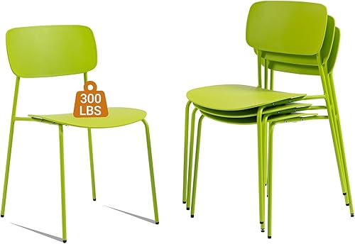 Miniatura 11 de Sidanli Juego de 4 sillas apilables para sala de conferencias, sillas de recepción con asiento de plástico, sillas apilables para espera, sala