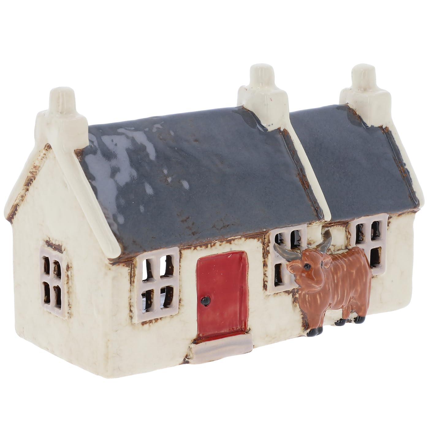 ** SLIGHT SECONDS ** Village Pottery  Set of 3 Croft House Tealight Holders