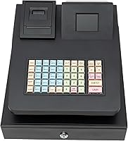 Vista 1 de DYNAMI Caja registradora comercial, caja registradora electrónica de 48 llaves con cajón de efectivo y monedas, pantalla de doble cara, impresión