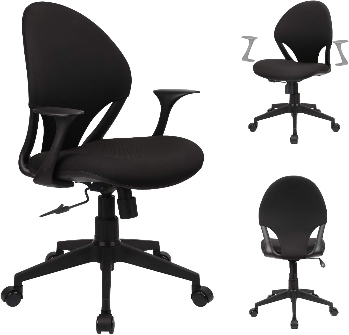 Komene Mesh Office Chair Home Office Desk Chair, Ergonomic Computer Chair with Lumbar Support Armrest, Black Executive Rolling Swivel Chair, Adjustable Mid Back Task Chair with Wheels (X) (Small)