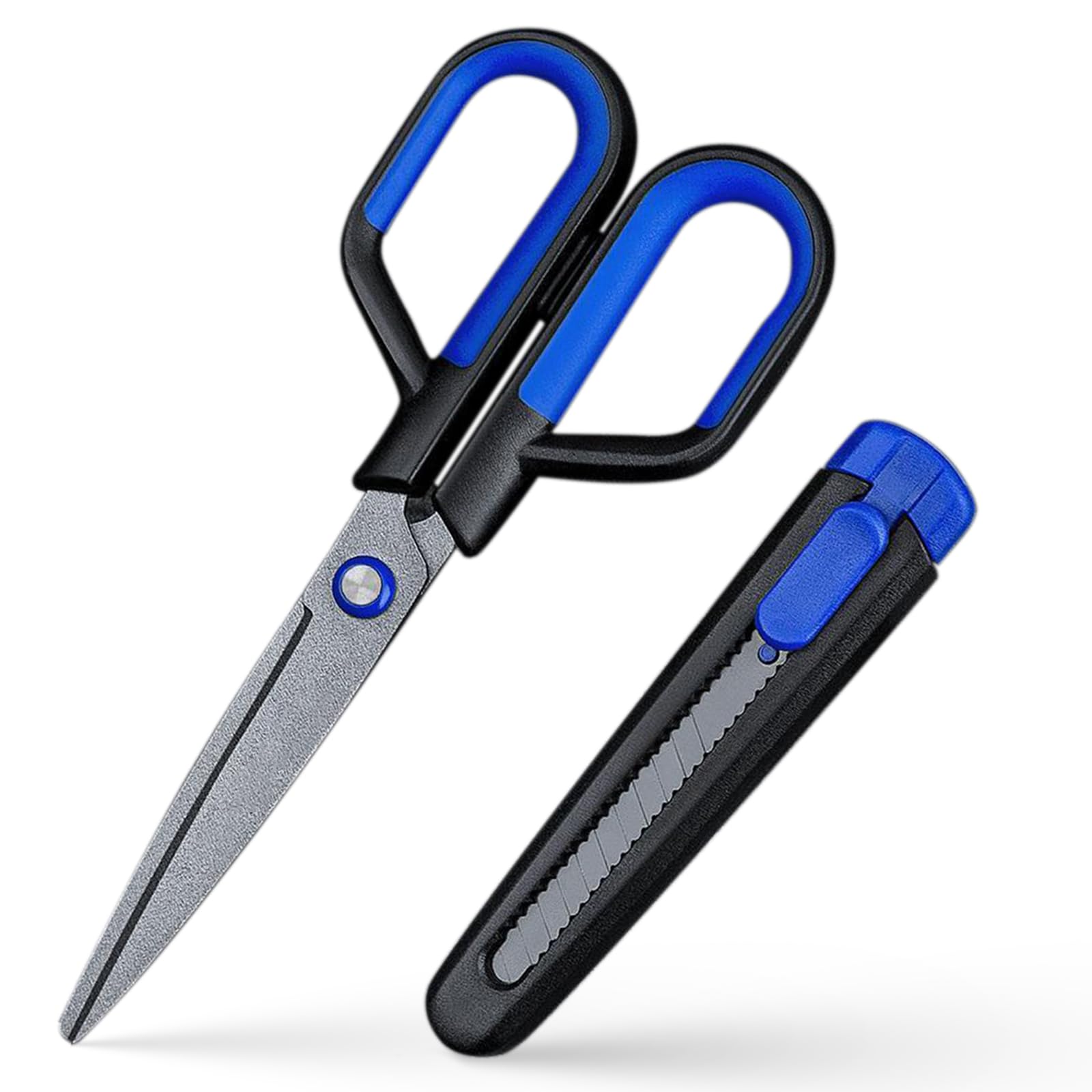Multipurpose Craft Scissors – Scissors with Cover that Converts to a Box Cutter, Non-Stick Shears for Home, Office, Art, DIY - Easy Cutting Scissors for Fabric, Dressmaking, Sewing, Quilting