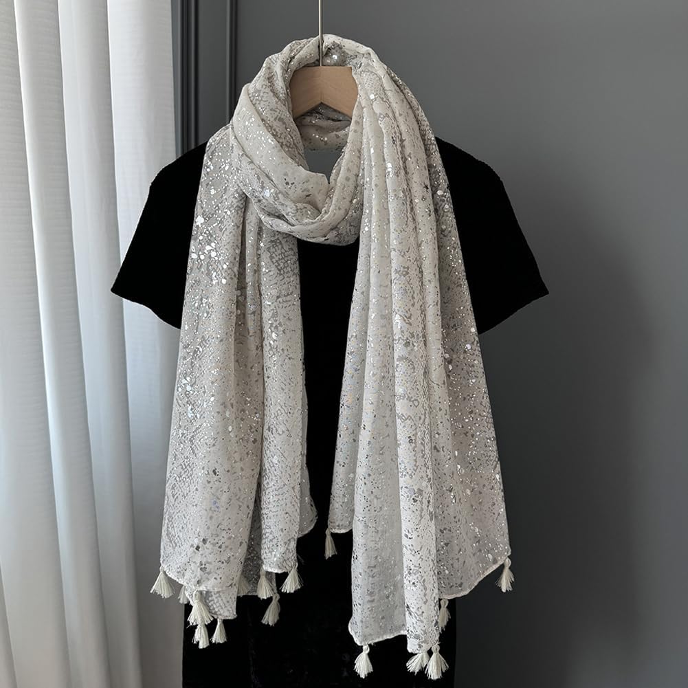 Beslen Scarf for Women Lightweight Fashion Printed Cotton Scarves Boho Fringed Shawl Wraps - Image 2